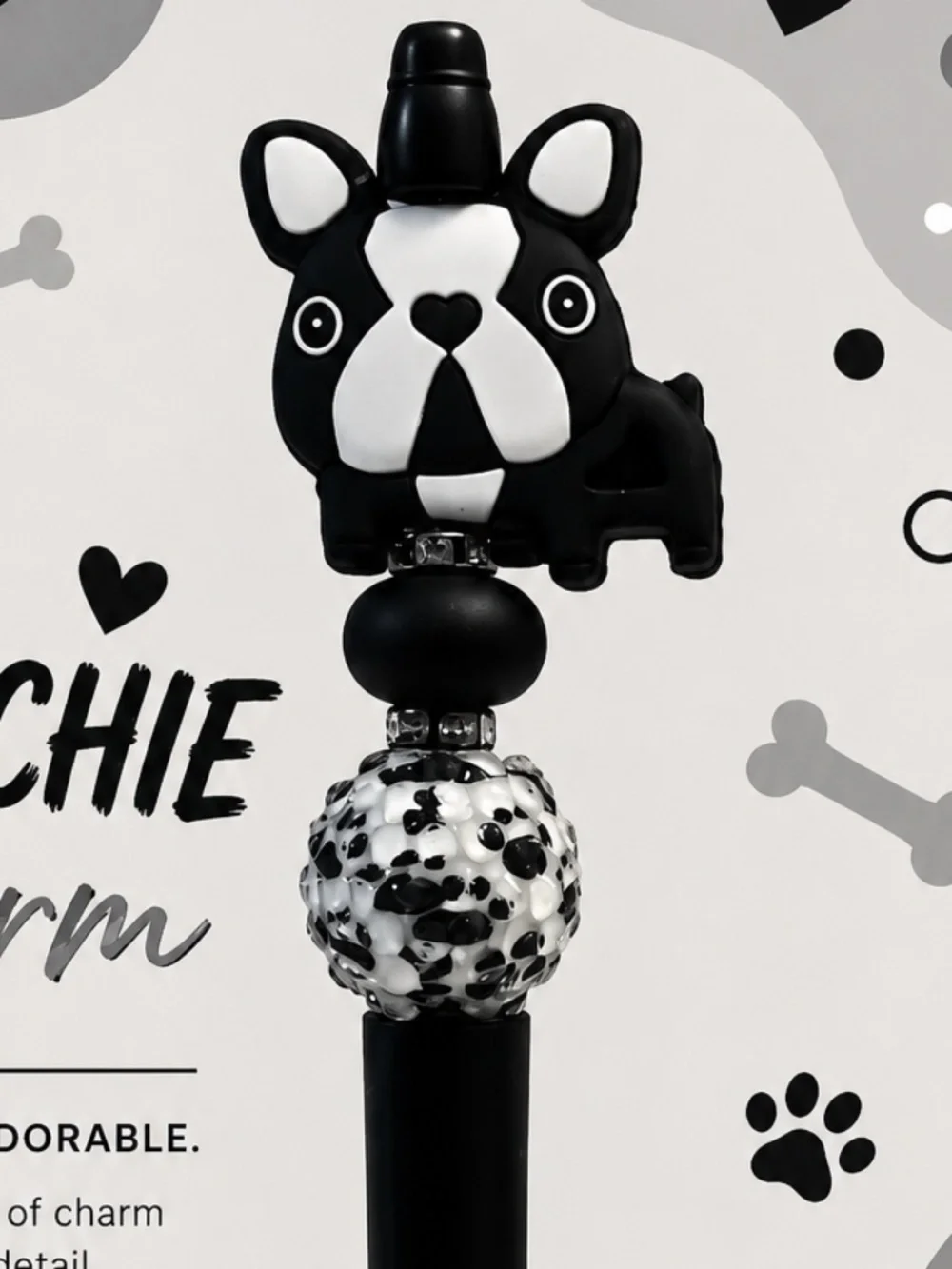 Frenchie Charm Beaded Pen